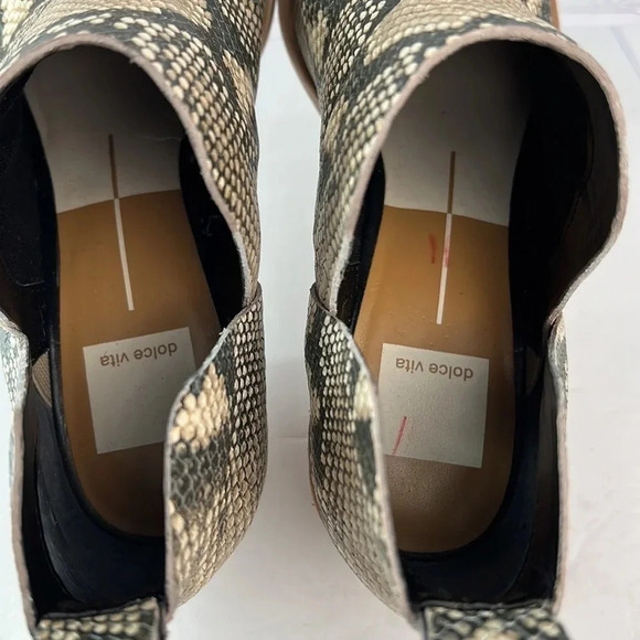 Dolce Vita Sonni Snakeskin Leather Ankle Booties Pointed Toe Block Heel Size 7.5 - Picture 11 of 16